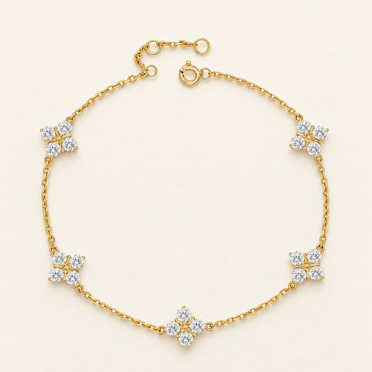 Clover Diamond Station Bracelet 1.03 CTW