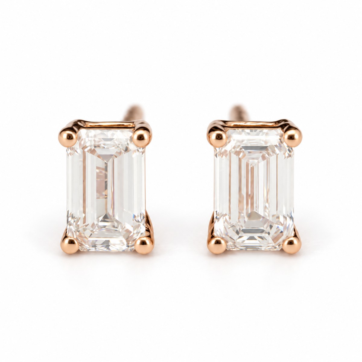 Emerald-Cut Diamond Studs 0.60 CTW