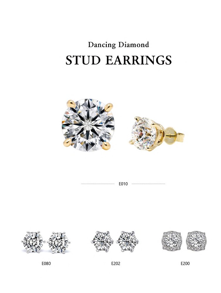NKGEM lab-grown diamond stud earrings side view reference